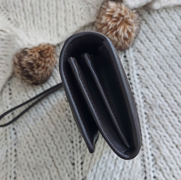 TORY BURCH Britten Woven Flap Wallet Wristlet - Deep Brown - Picture 9 of 11